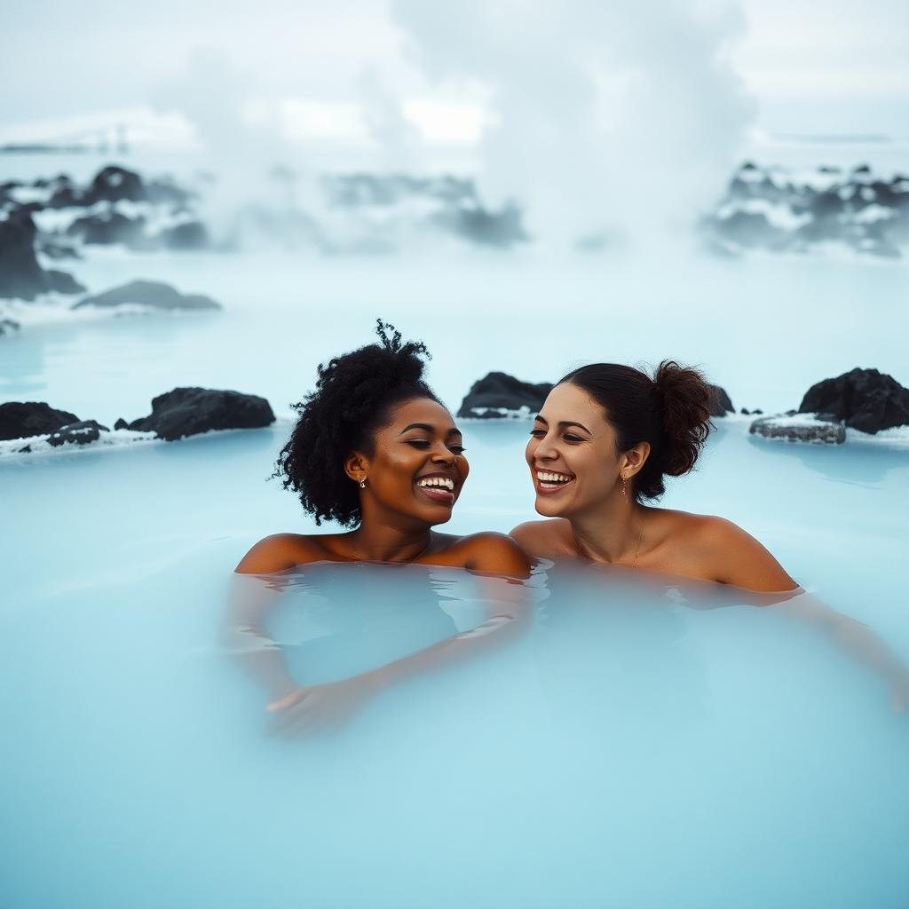 Friends traveling in Reykjavík, Iceland